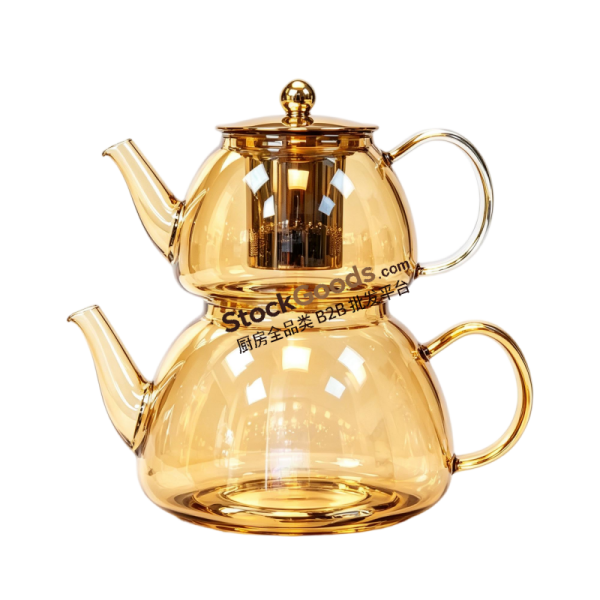 Premium Borosilicate Glass Teapot Set with Stainless Steel Lid, Infuser & Knob, Direct Fire Safe, 4 Colors Available